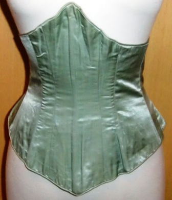 xxM355M 1860s green satin corset/waist